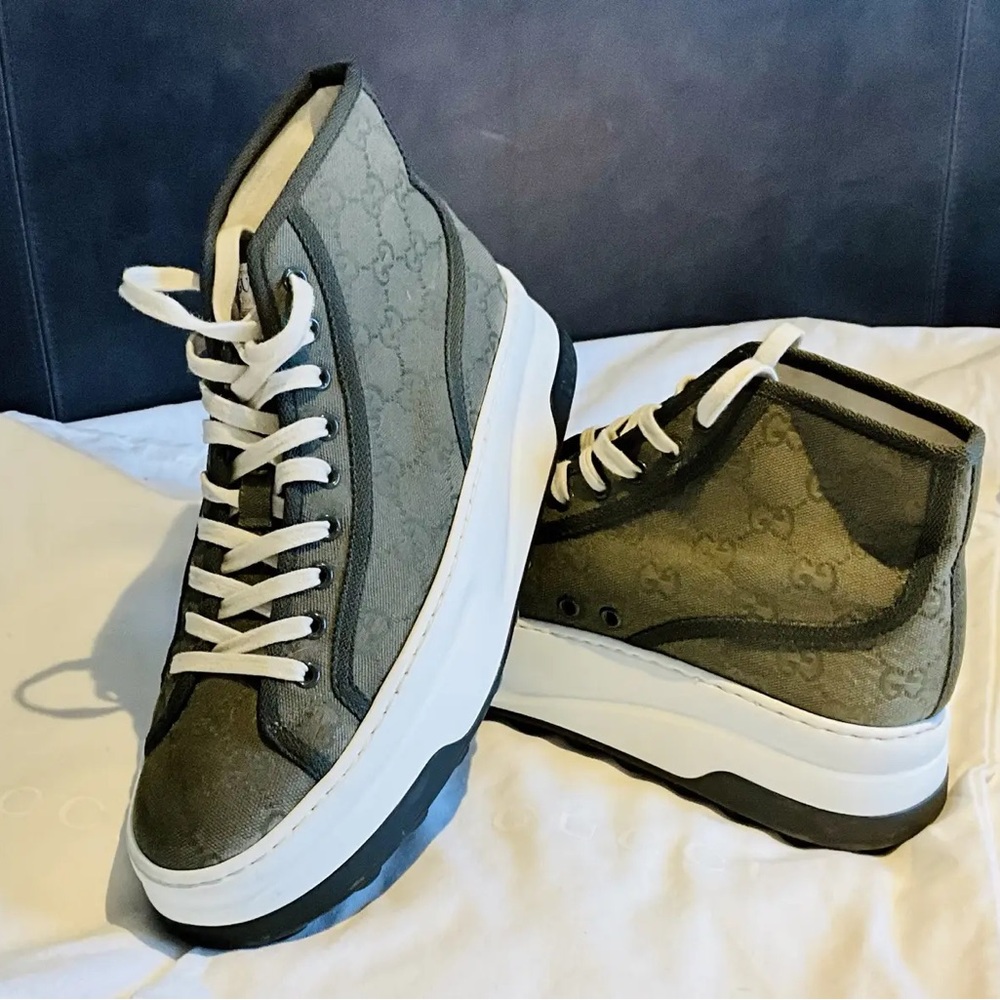 Gucci Men's Olive High-Top Sneakers